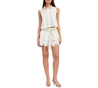 En Saison Women's Anna Embroidered High-Rise Shorts