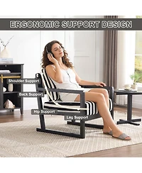 Streamdale Furniture Mid-Century Modern Striped Fabric Lounge Chair with Wooden Frame