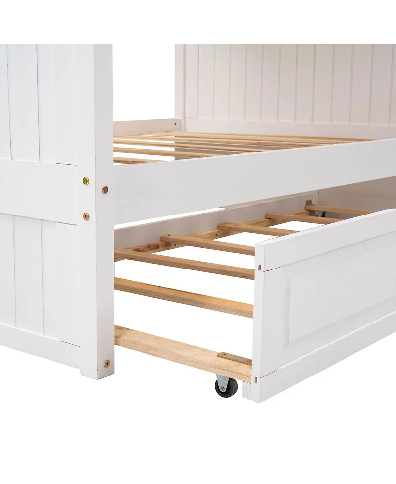 Streamdale Furniture Bunk Bed with Twin Trundle Pine Wood