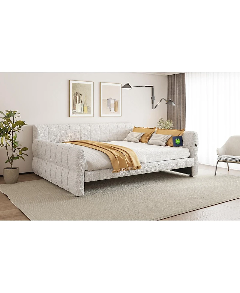 Streamdale Furniture King Size Upholstered Platform Bed with Usb