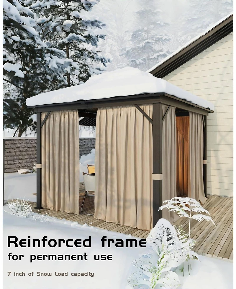 gaomon Hardtop Gazebo 12x12 Feet for All Weather, with Double Metal Roof, Aluminum Alloy Frame, Net, and Curtain, Permanent Building for Patio