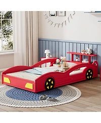 Streamdale Furniture Wooden Race Car Twin Bed with Wheels