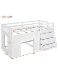 Streamdale Furniture Twin Size Loft Bed with Cabinet and Shelf