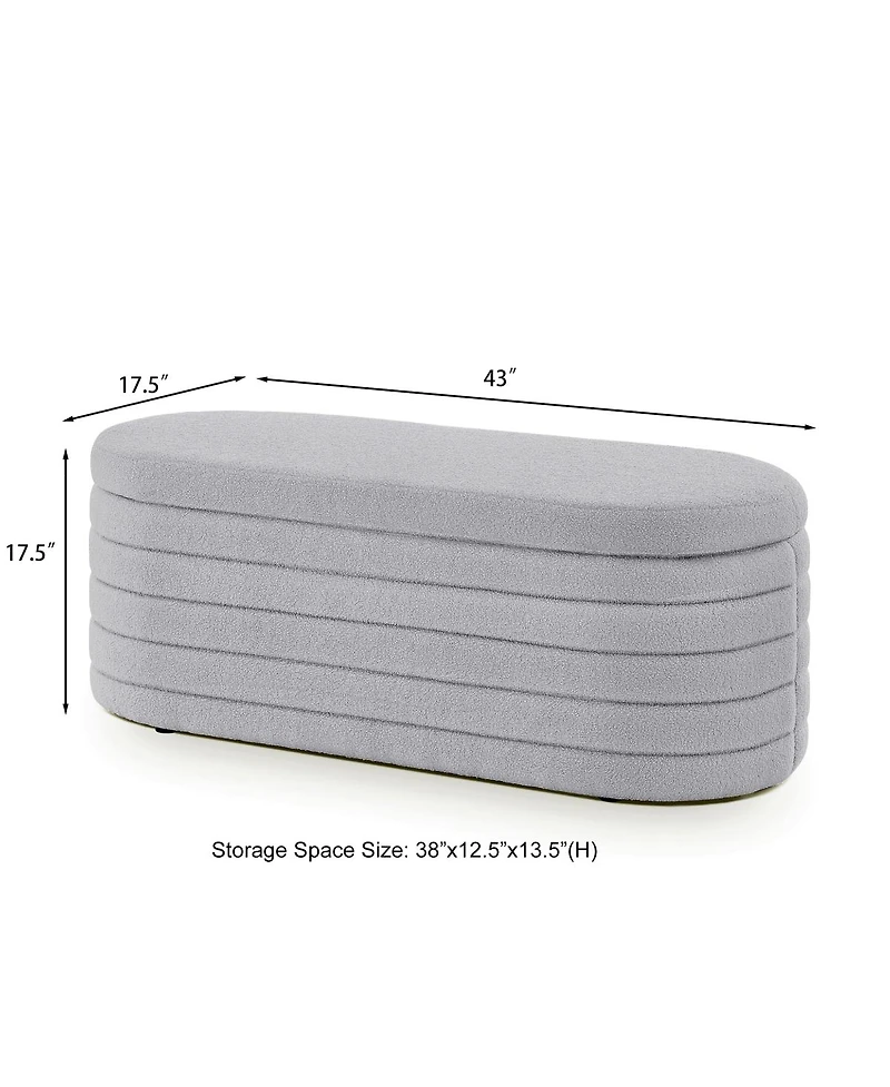 Streamdale Furniture Modern Oval Upholstered Storage Ottoman Bench