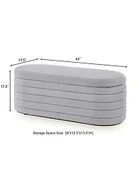 Streamdale Furniture Modern Oval Upholstered Storage Ottoman Bench