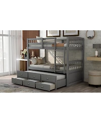 Streamdale Furniture Twin Bunk Bed with Trundle 3 Drawers and Ladder