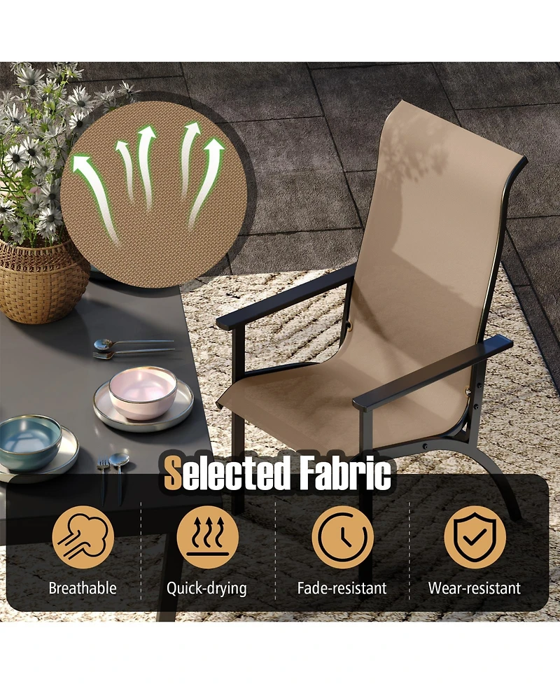 Sugift Outdoor Adirondack Patio Chair with High Back and Metal Frame