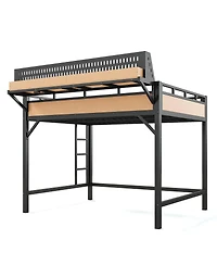 Streamdale Furniture Loft Bed with Storage Pegboard Usb Ports and Led Lights