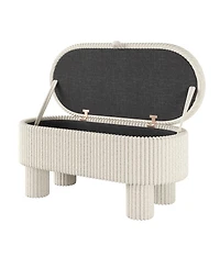 Streamdale Furniture Modern Corduroy Upholstered Storage Ottoman Bench