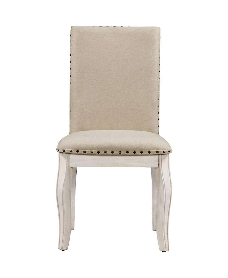 Streamdale Furniture Set of 2 Upholstered Wood Dining Chairs with Nailhead Trim