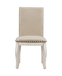 Streamdale Furniture Set of 2 Upholstered Wood Dining Chairs with Nailhead Trim