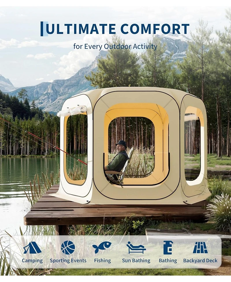 gaomon10x10 Feet Outdoor All Weather Pop Up Tent, 6-8 Person Instant Tent Shelter, Rainproof Camping Sun Shelter Coldproof and Windproof for Patio