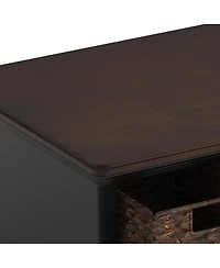 Streamdale Furniture End Table Side Table with a shutter style design.With two woven grass baskets