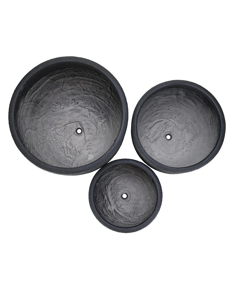 Streamdale Furniture 3-Piece Lightweight Matte Mgo Round Planter Set with Drainage Holes