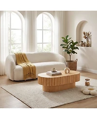 Streamdale Furniture Mid-Century Modern Fluted Oval Coffee Table 43.1''