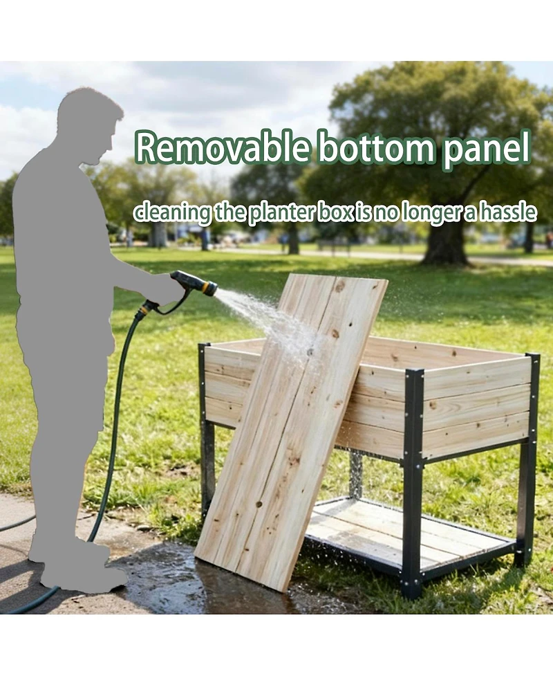 Streamdale Furniture Solid Wood and Iron Raised Garden Bed - Reversible and Replaceable Panels