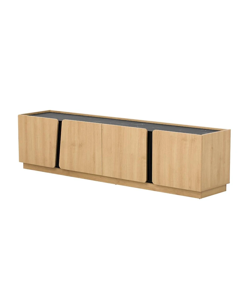 Streamdale Furniture Modern Storage Cabinet with Rounded Corners and Marble Top