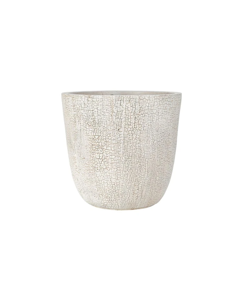 Streamdale Furniture 3-Piece Lightweight Mgo Round Crackle Stone Planter Set with Drainage