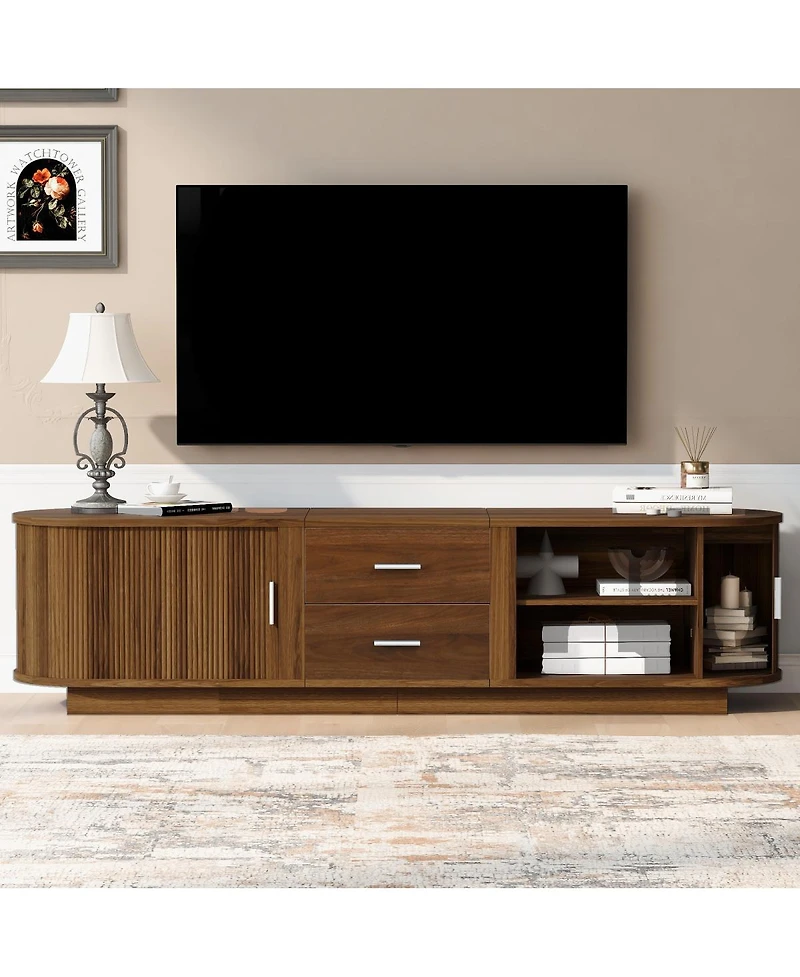 Streamdale Furniture Modern Tv Stand with Hidden Storage and Rounded Corners for 65''-70'' TVs