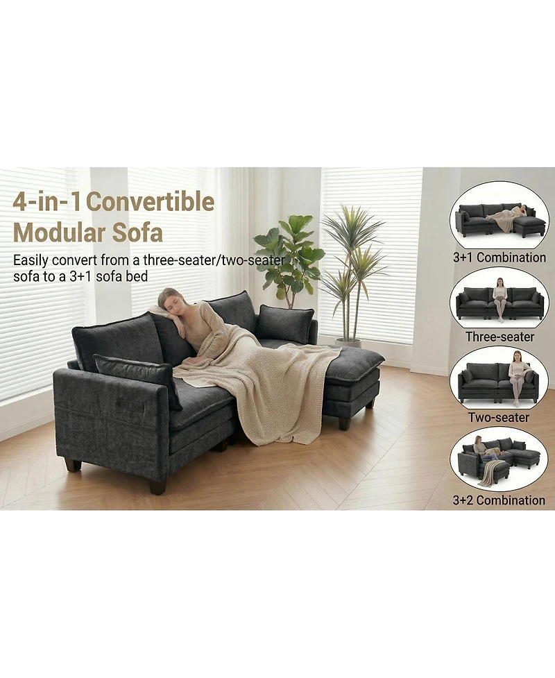 Streamdale Furniture Rectangular Chenille Padded Ottoman Footstool