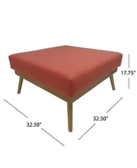Streamdale Furniture 33'' Large Square Upholstered Farmhouse Ottoman Coffee Table