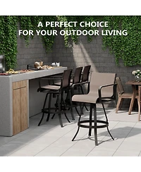 Pellebant Outdoor Indoor Aluminum Swivel Patio Bar Stools Dining Chairs with Sunbrella Fabric