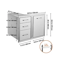 Sugift Outdoor Kitchen Door Drawer Combo 29.5 in W x 22.6 in H Access Door