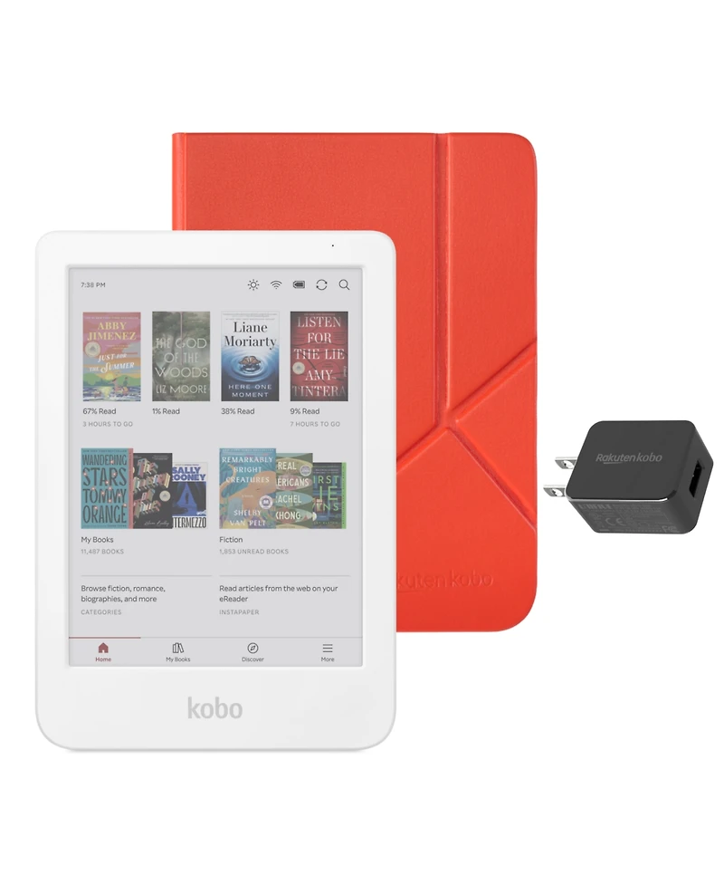 Kobo Clara 16 Gb Colour eReader with Cayenne Sleep Cover Case and Ac Bundle