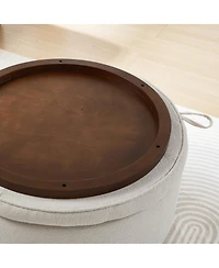 Streamdale Furniture Round Boucle Storage Ottoman with Reversible Lid