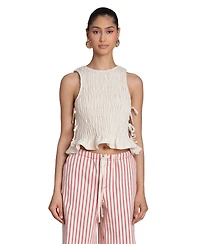Avec Les Filles Women's Ruched Side-Tie Crewneck Top