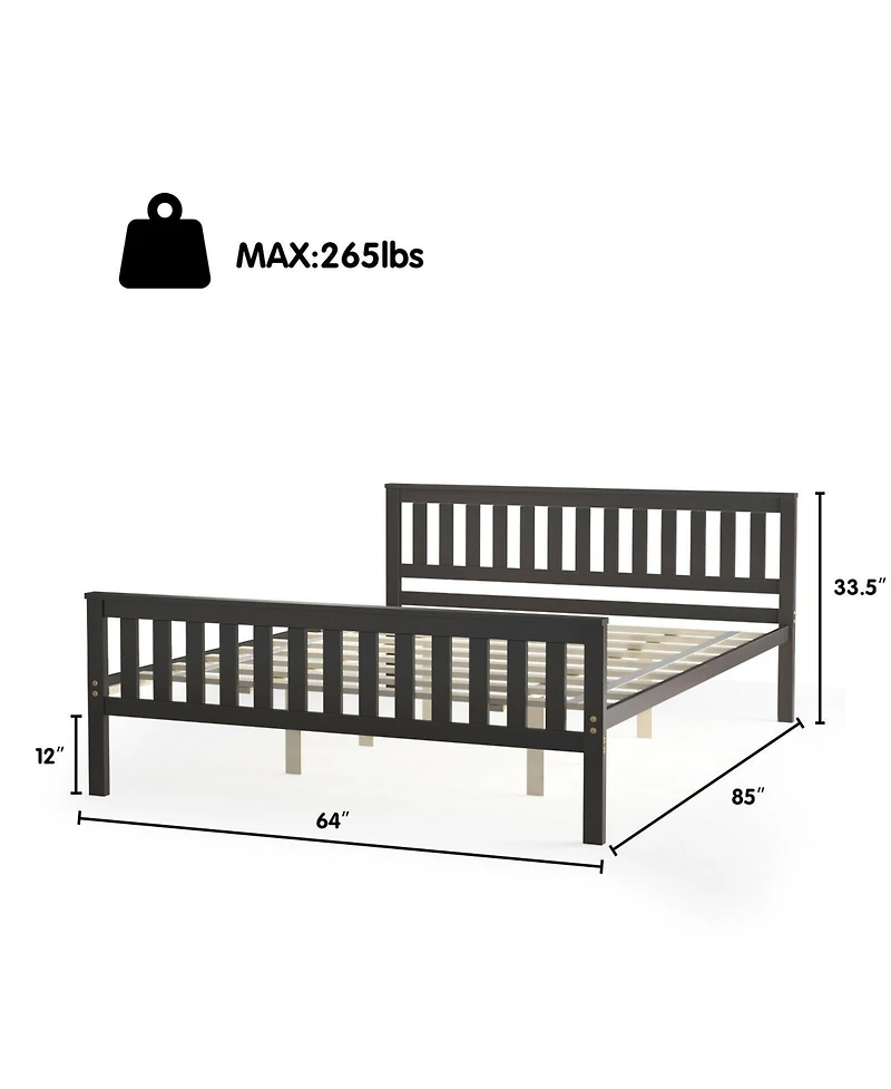 Gouun Queen Wood Platform Bed with Headboard