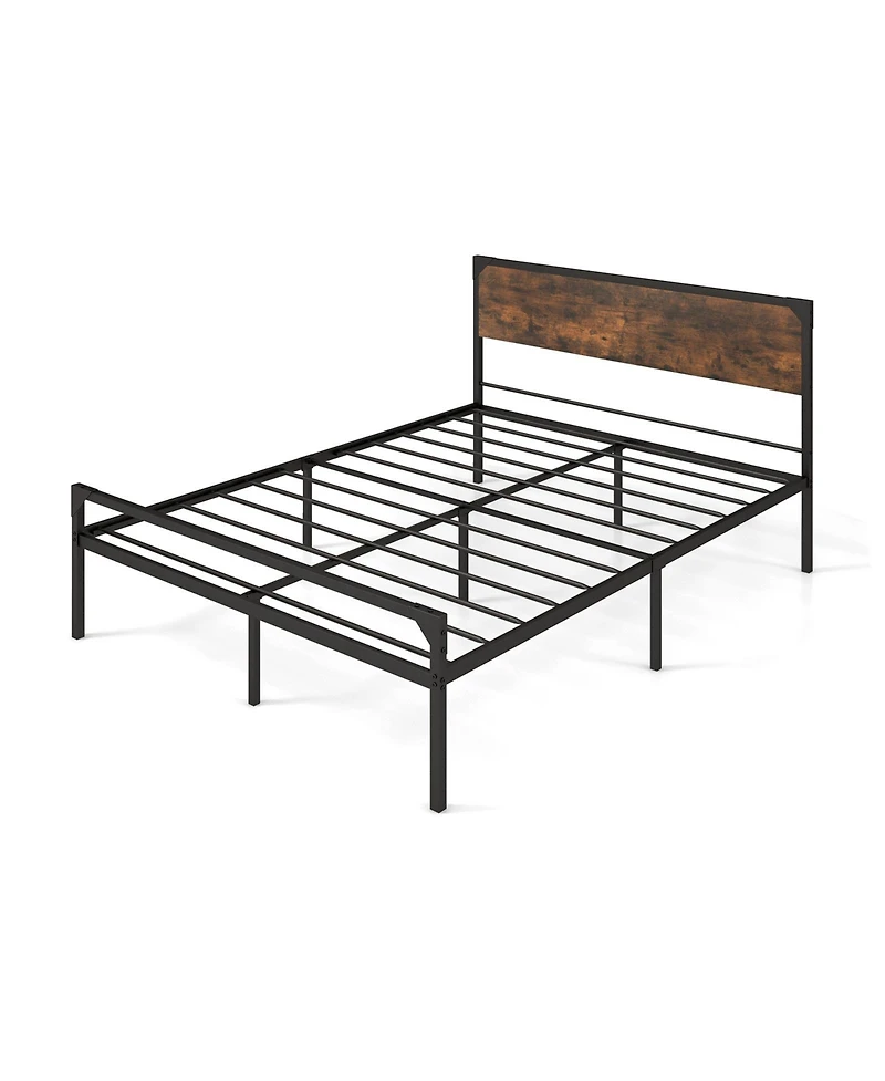 Gouun Platform Queen Size Bed with Headboard and Footboard