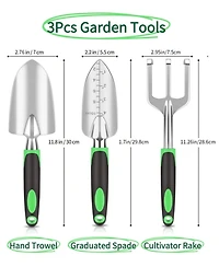 Xdovet Garden Tool Set Cast Aluminum Trowel Rake Cultivator Rubber Handle