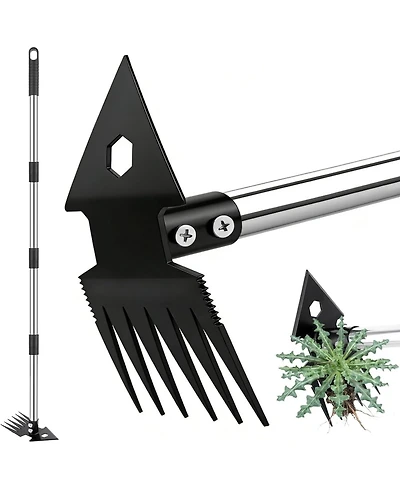 Xdovet 2-in-1 Weed Puller Dual-head Garden Hoe Weeder Long Handle Manganese Steel
