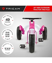 Tricam Outdoor Tractor Tricycle, 22" Steel Toddler Bike Kids Ride On Toy