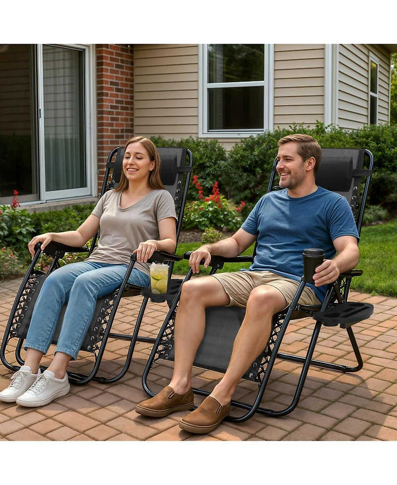 Aofar Zero Gravity Lounge Chair Folding Recliner Cup Holder Tray