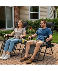 Aofar Zero Gravity Lounge Chair Folding Recliner Cup Holder Tray