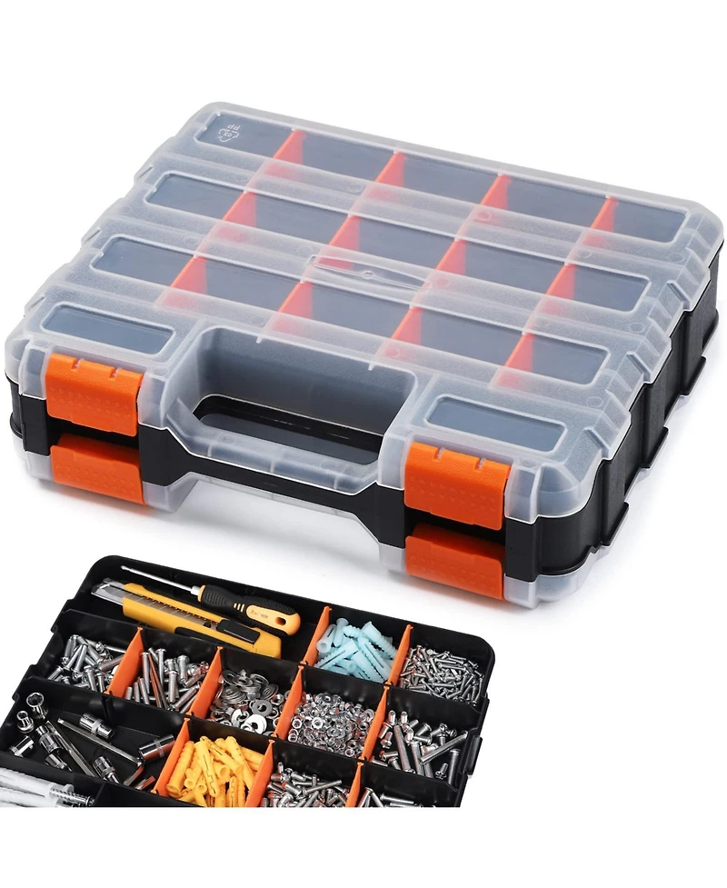 Xdovet Double Side Tool Organizer 34 Compartments Removable Dividers