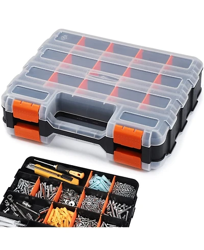 Xdovet Double Side Tool Organizer 34 Compartments Removable Dividers