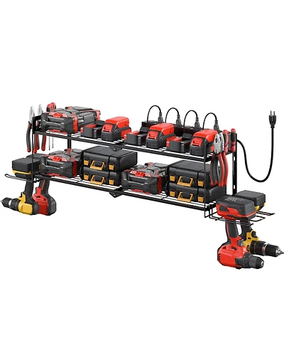 Xdovet Power Tool Organizer Wall Mount Charging Station 2 Layer Drill Holder