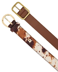 Steve Madden Glossy Rectangular Buckle Belt, 2-Pack