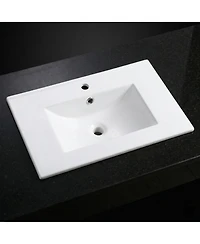 Midola Ceramic Bathroom Vanity Sink Top with Single Hole, Drop in Bathroom Vessel Sink Bowl Rectangle for Bathroom
