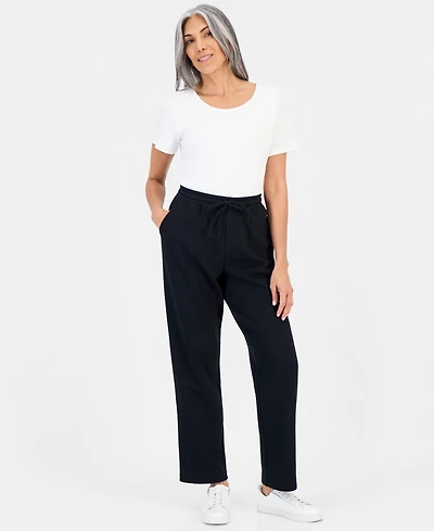 Style & Co Women's Mid-Rise Drawstring-Waist Fleece Pant, Created for Macy's