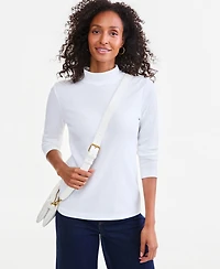 Style & Co Women's Cotton Mock-Neck Long-Sleeve Tee, Created for Macy's