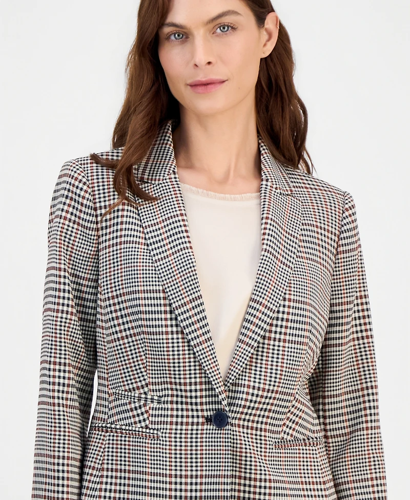 Tahari Asl Women's Single-Button Plaid Blazer