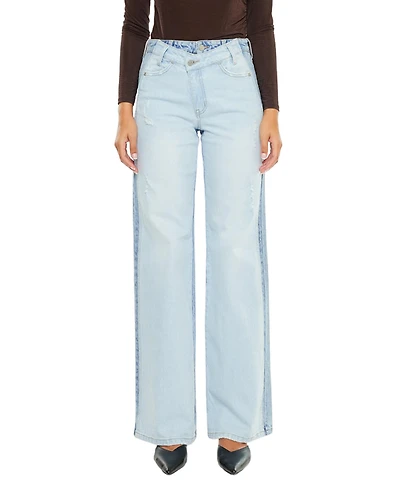 KanCan Women's Clara High Rise Wide-Leg Jeans