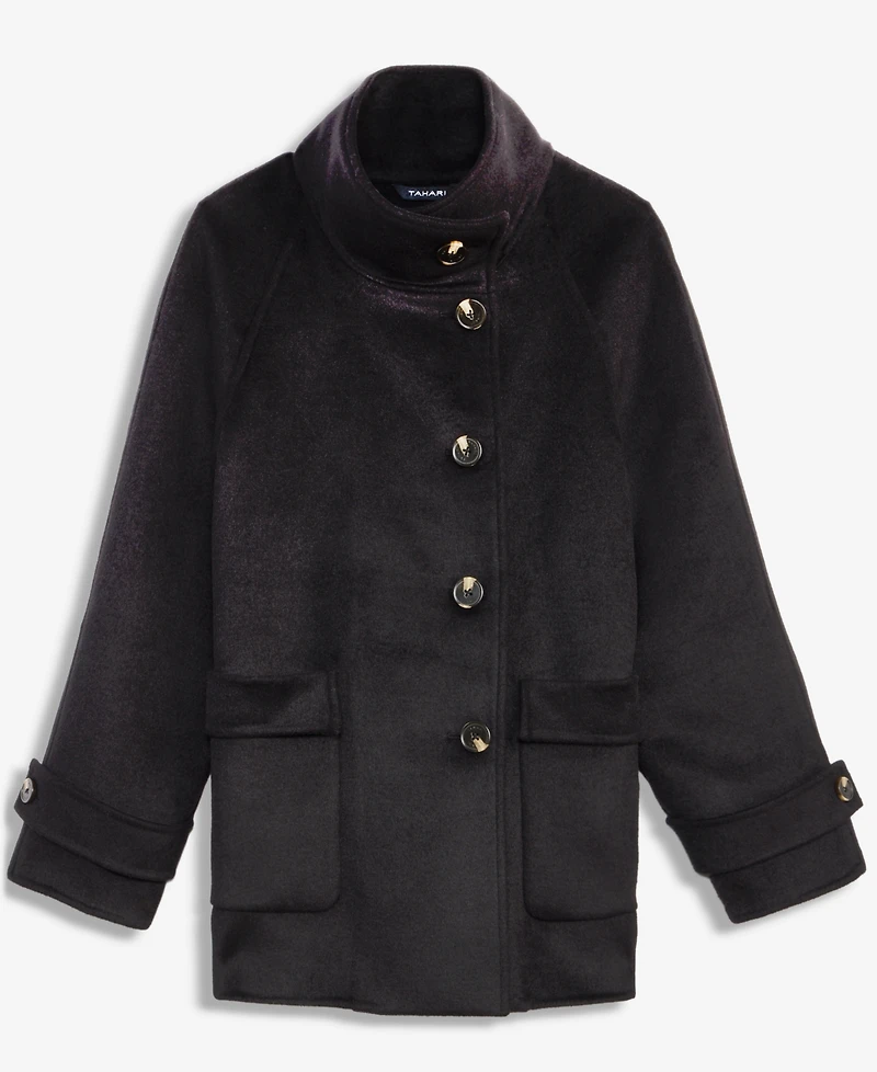 Tahari Women's Double-Faced Funnel Neck Coat