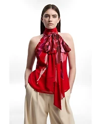 Karen Millen Women's Tie Neck Sleeveless Top