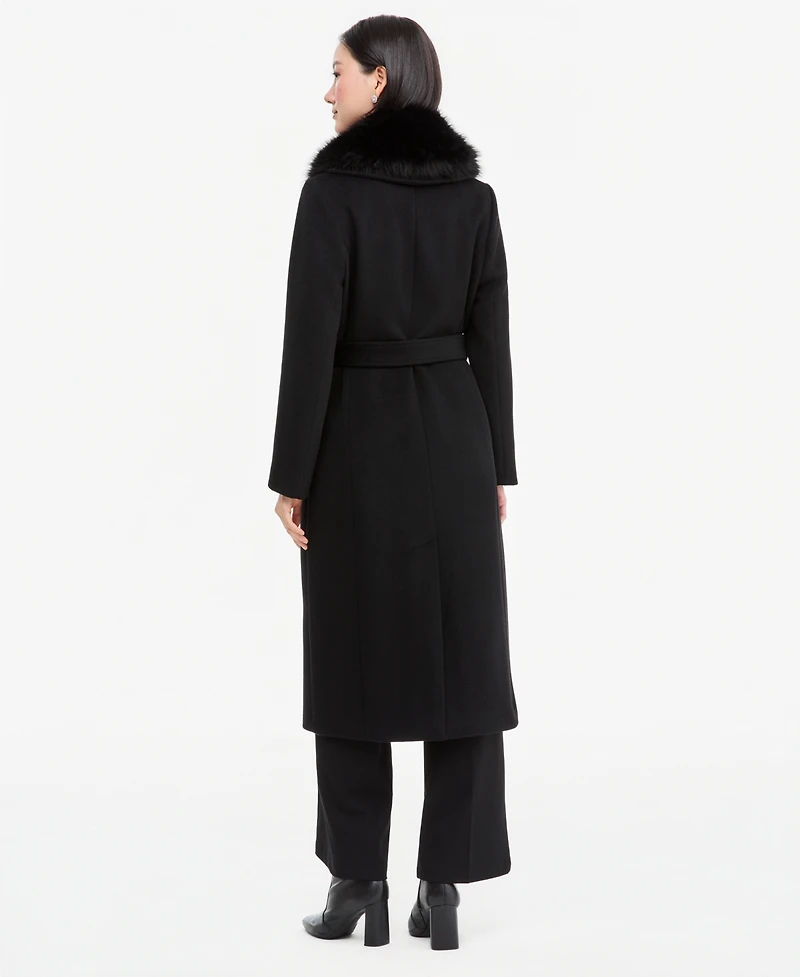 Michael Kors Women's Belted Faux-Fur Trimmed Wrap Coat