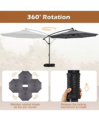 Sugift 10 Ft Solar Led Offset Cantilever Patio Hanging Outdoor Market Umbrella